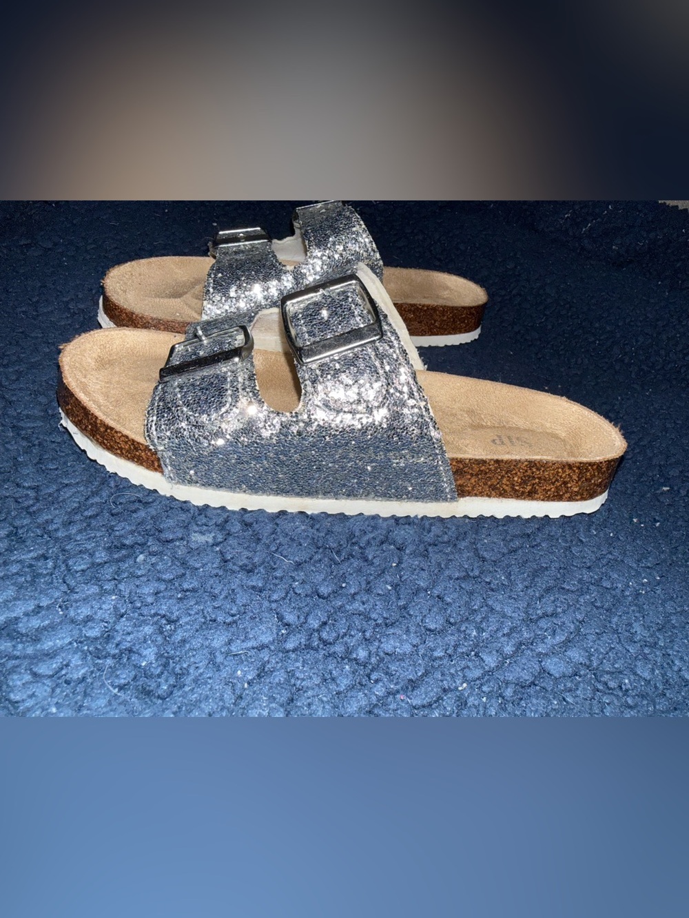 Silver Glitter Double-Buckle kids size 2